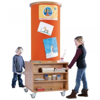 Mobile Litfaßsäule mit 2 Regalen und hochwertigem Stoffbezug, Serie KLS-2RS