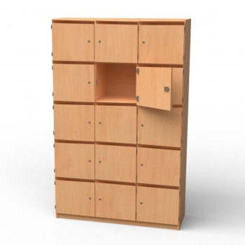 Lehrerfachschrank, 15 Lehrerfächer mit Briefschlitz, 50 cm tief