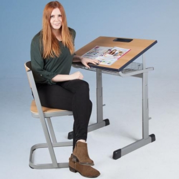 Einertisch 70x55 cm mit Ablagekorb, Tischplatte mit PU-Kante