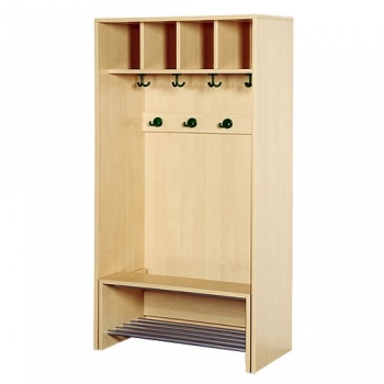 Korpusgarderobe mit einschiebbarer Bank