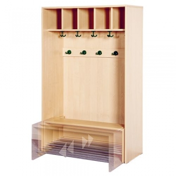 Korpusgarderobe mit einschiebbarer Bank