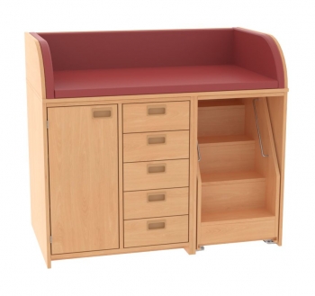 Wickelkommode mit Treppe rechts, BxHxT 125x85/110x75 cm