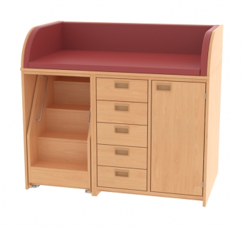 Wickelkommode mit Treppe links, BxHxT 125x85/110x90 cm