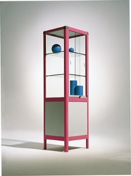 Säulenvitrine 50x180x50 cm, Sicherheitsglas, geschlossenes Unterteil