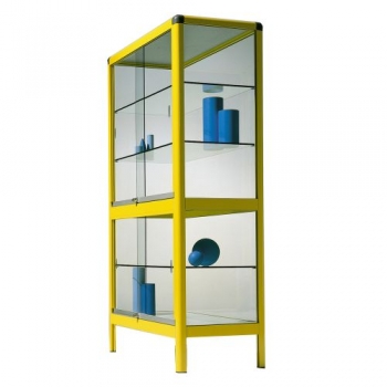 Aluminiumvitrine V17GG mit 3 verstellbaren Dickglasböden
