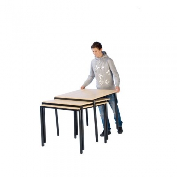 Stapelbarer Tisch 80x82x80 cm, Tischplatte Melamin, fahrbar