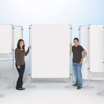 Moderationswand, doppelseitiges Whiteboard, Stahltafel emailliert. Serie NSTT EW