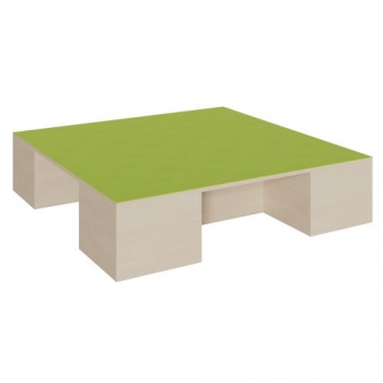 Quadrat-Podest mit Linoleum-Deckplatte und 2 Garagennischen