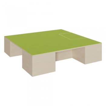 Quadrat-Podest mit Linoleum-Deckplatte und 3 Garagennischen