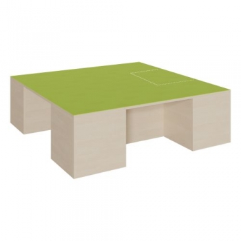 Quadrat-Podest mit Linoleum-Deckplatte und 3 Garagennischen