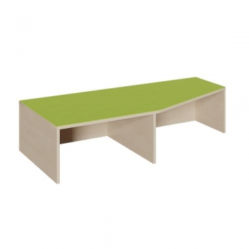 Podest mit Linoleum-Deckplatte, für Tiefenübergang rechts abgeschrägt