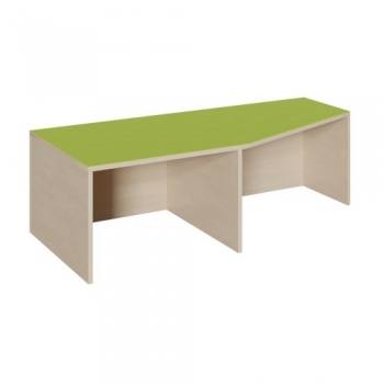 Podest mit Linoleum-Deckplatte, für Tiefenübergang rechts abgeschrägt