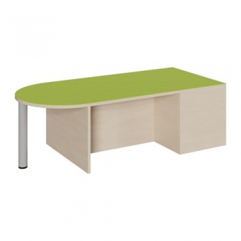 Freiform-Podest, zweiseitig offen und Halbrundansatz, Linoleum-Deckplatte