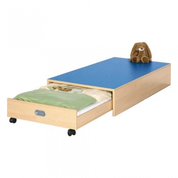 Rechteck-Podest mit Auszugsbett, Linoleum-Deckplatte