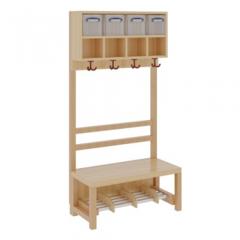 Komplettgarderobe mit doppelter Ablagereihe inklusive Boxen