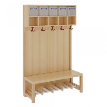 Komplettgarderobe mit doppelter Ablagereihe inklusive Boxen