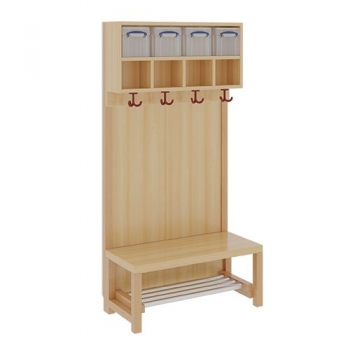 Komplettgarderobe mit doppelter Ablagereihe inklusive Boxen