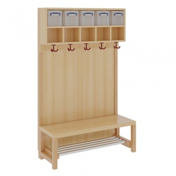Komplettgarderobe mit doppelter Ablagereihe inklusive Boxen