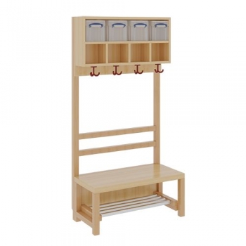 Komplettgarderobe mit doppelter Ablagereihe inklusive Boxen