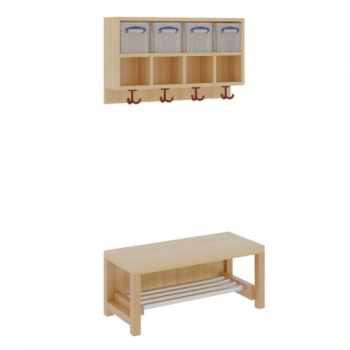 Komplettgarderobe mit doppelter Ablagereihe inklusive Boxen