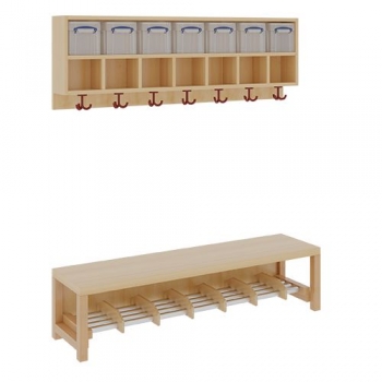 Komplettgarderobe mit doppelter Ablagereihe inklusive Boxen