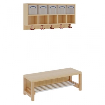 Komplettgarderobe mit doppelter Ablagereihe inklusive Boxen