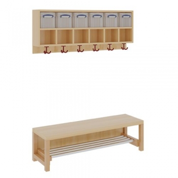 Komplettgarderobe mit doppelter Ablagereihe inklusive Boxen