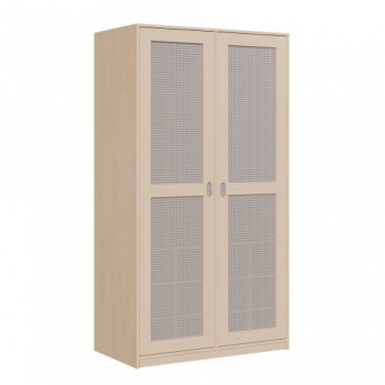Liegepolsterschrank zweitürig, 227 cm hoch, oben Polster, unten Bettzeugfächer