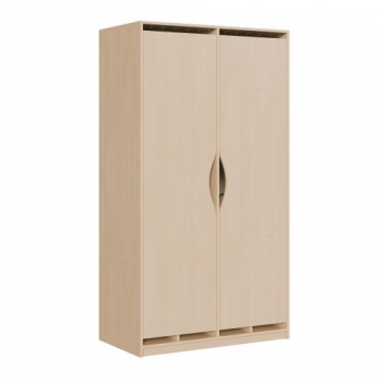 Liegepolsterschrank zweitürig, 227 cm hoch, oben Polster, unten Bettzeugfächer