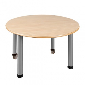 Fahrbarer runder Tisch, Platte mit Schichtstoff