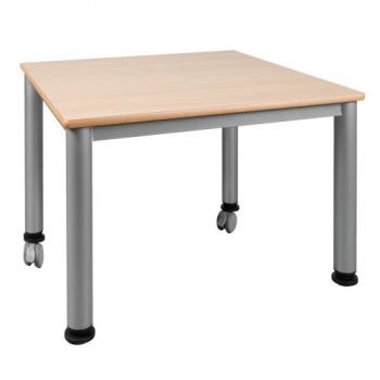 Fahrbarer quadratischer Tisch, Platte mit Schichtstoff