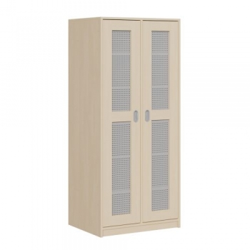 Bettzeugschrank mit 2 Lochblechtüren und 12 Fächern
