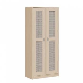 Bettzeugschrank mit 2 Lochblechtüren und 12 Fächern