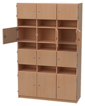 Lehrerfachschrank 12 abschließbare und 9 offene Brieffächer