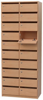 Klappen-Fächerschrank BxHxT 74x190x40 cm mit 2x10 Fächerklappen