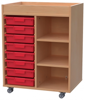 Materialcontainer fahrbar, mit 8 hohen Modulboxen