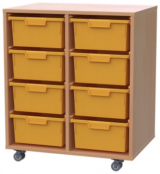 Materialcontainer fahrbar, mit 8 hohen Modulboxen