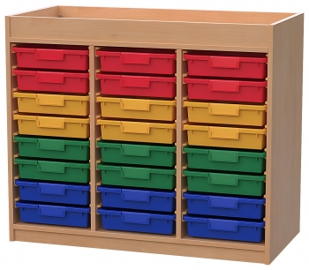 Materialcontainer  mit 24 flachen Modulboxen