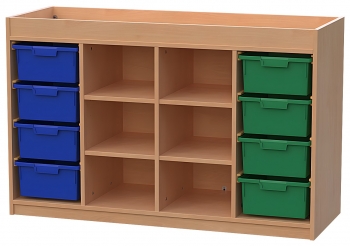 Materialcontainer mit 8 hohen Modulboxen