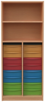 Materialschrank mit 16 flachen Modulboxen