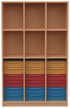 Materialschrank mit 18 flachen Modulboxen