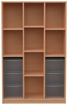Materialschrank mit 12 hohen Modulboxen