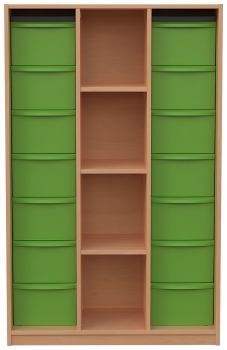 Materialschrank mit 14 hohen Modulboxen
