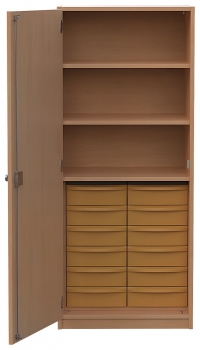 Materialschrank mit 12 flachen Modulboxen