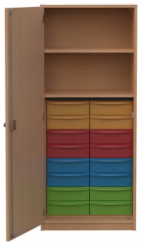Materialschrank mit 16 flachen Modulboxen