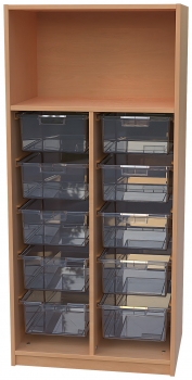 Materialschrank mit 14 hohen Modulboxen