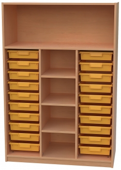 Materialschrank mit 20 flachen Modulboxen