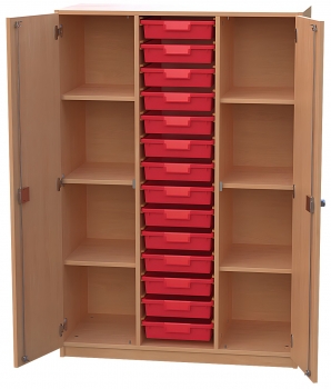 Materialschrank mit 14 flachen Modulboxen