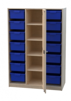 Materialschrank mit 14 hohen Modulboxen