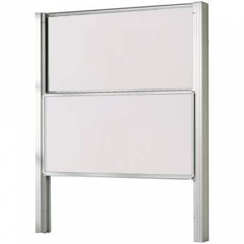 Pylonentafel 400x100 cm mit 2 Schreibflächen Stahlemaille weiß